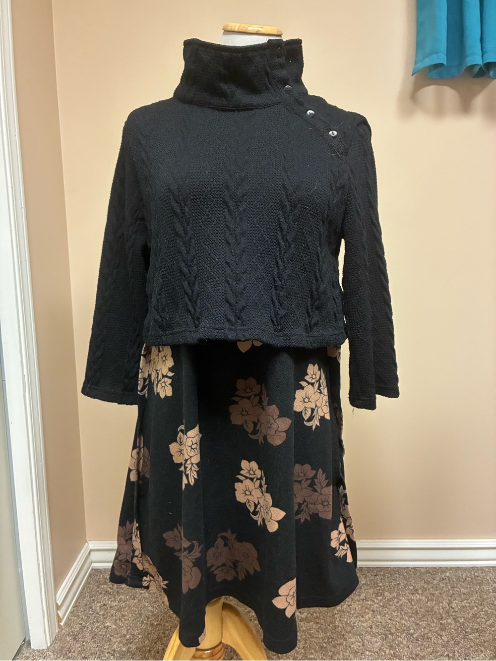 Reborn Size Large Sweater Dress with Button Detail